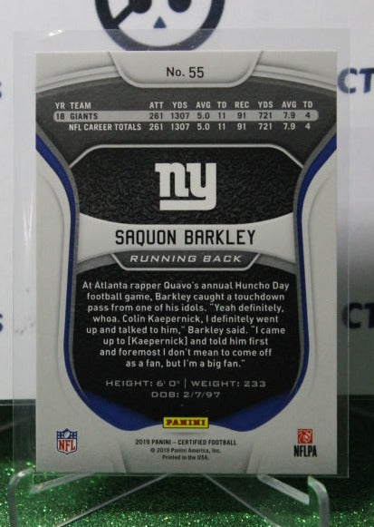 2019 PANINI CERTIFIED SAQUON BARKLEY # 55 NFL NEW YORK GIANTS GRIDIRON  CARD