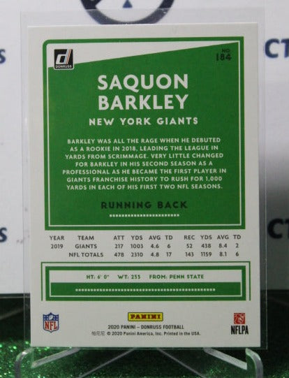 2020 PANINI DONRUSS SAQUON BARKLEY # 184 PRESS PROOF BLUE NFL NEW YORK GIANTS GRIDIRON  CARD
