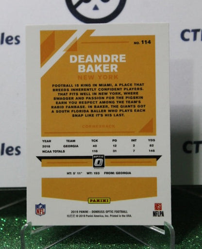 2019 PANINI DONRUSS OPTIC DEANDRE BAKER # 114 ROOKIE NFL NEW YORK GIANTS GRIDIRON  CARD