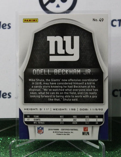 2018 PANINI CERTIFIED ODELL BECHAM JR. # 49 NFL NEW YORK GIANTS 061/499 GRIDIRON  CARD