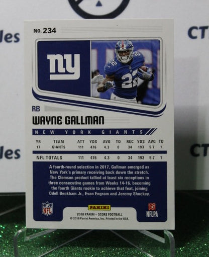 2018 PANINI SCORE WAYNE GALLMAN # 234  NFL NEW YORK GIANTS GRIDIRON  CARD