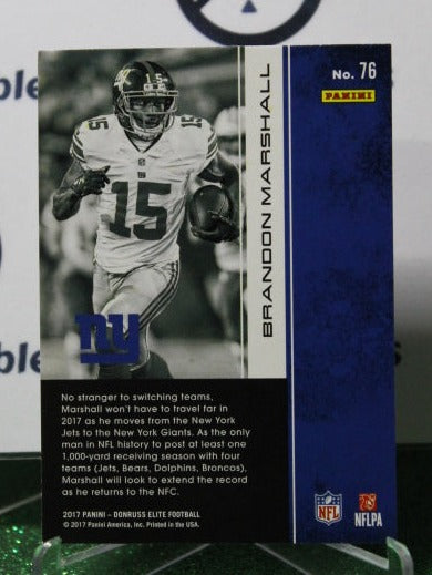 2017 PANINI DONRUSS ELITE BRANDON MARSHALL # 76  NFL NEW YORK GIANTS GRIDIRON  CARD