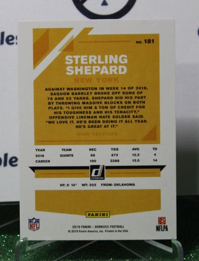 2019 PANINI DONRUSS STERLING SHEPARD # 181  NFL NEW YORK GIANTS GRIDIRON  CARD