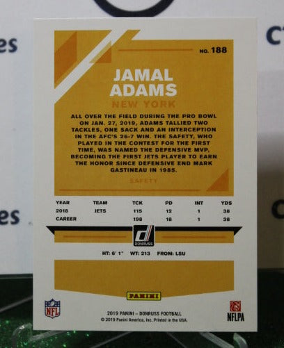 2019 PANINI DONRUSS JAMAL ADAMS # 188 NFL NEW YORK  JETS GRIDIRON  CARD