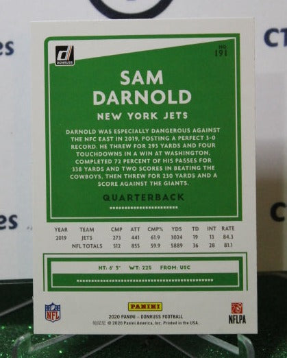 2020 PANINI DONRUSS SAM DAROLD # 191 NFL NEW YORK  JETS GRIDIRON  CARD