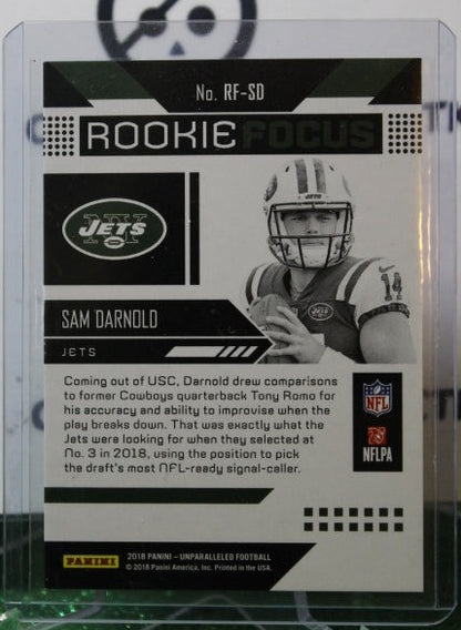 2018 PANINI UNPARALLELED  SAM DARNOLD  # RF-SD ROOKIE FOCUS NFL NEW YORK  JETS GRIDIRON  CARD