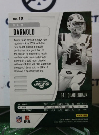 2019 PANINI ABSOLUTE  SAM DARNOLD # 10  GREEN NFL NEW YORK  JETS GRIDIRON  CARD
