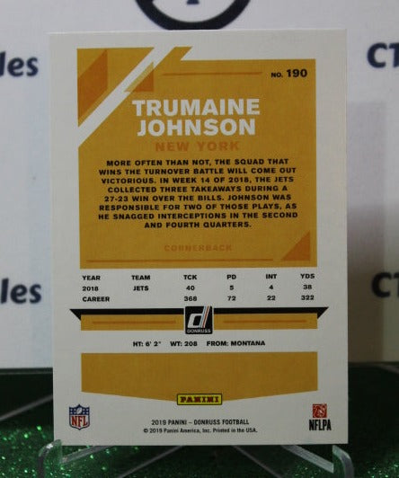 2019 PANINI DONRUSS TRUMAINE JOHNSON # 190 NFL NEW YORK  JETS GRIDIRON  CARD