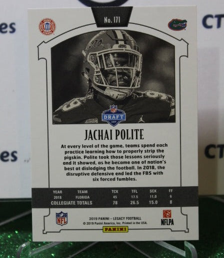 2019 PANINI LEGACY JACHAI POLITE # 171 ROOKIE  NFL NEW YORK  JETS GRIDIRON  CARD