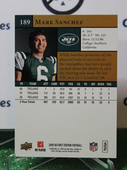 2009  UPPER DECK MARK SANCHEZ # 189 GOLD NFL NEW YORK  JETS GRIDIRON  CARD