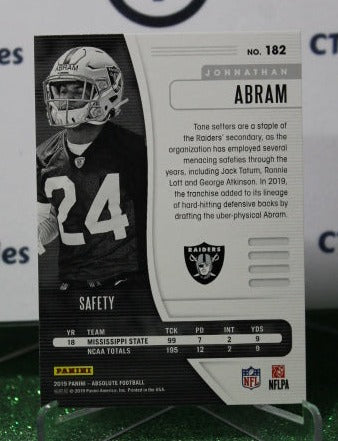 2019 PANINI ABSOLUTE JOHNATHAN ABRAM # 182 ROOKIE NFL OAKLAND RAIDERS GRIDIRON  CARD