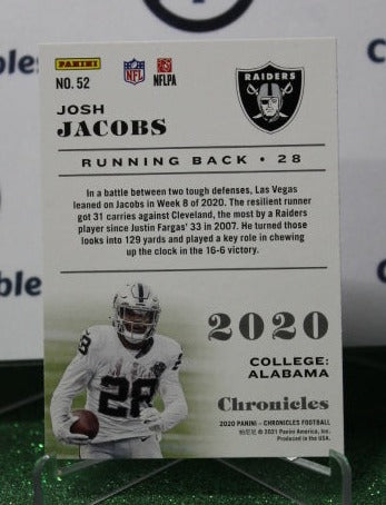 2020 PANINI CHRONICLES JOSH JACOBS # 52 NFL OAKLAND RAIDERS GRIDIRON  CARD