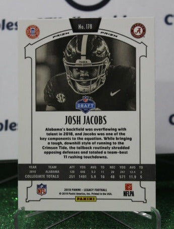 2019 PANINI LEGACY JOSH JACOBS # 178 PRIZM ROOKIE NFL OAKLAND RAIDERS GRIDIRON  CARD