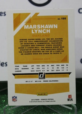 2019 PANINI DONRUSS MARSHAWN LYNCH # 195 NFL OAKLAND RAIDERS GRIDIRON  CARD