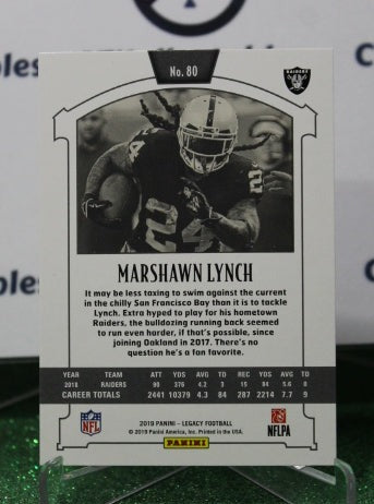 2019 PANINI LEGACY MARSHAWN LYNCH # 80 NFL OAKLAND RAIDERS GRIDIRON  CARD