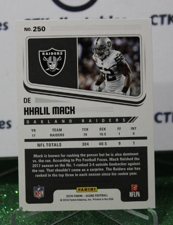 2018 PANINI SCORE KHALIL MACK # 250 NFL OAKLAND RAIDERS GRIDIRON  CARD