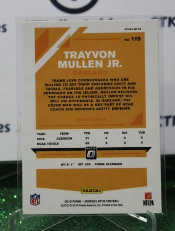 2019 PANINI DONRUSS OPTIC TRAYVON MULLEN JR. # 119 PRIZM ROOKIE NFL OAKLAND RAIDERS GRIDIRON  CARD