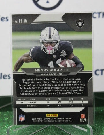 2020 PANINI CHRONICLES PRIZM HENRY RUGGS III  # PB-15 ROOKIE BLACK  NFL OAKLAND RAIDERS GRIDIRON  CARD