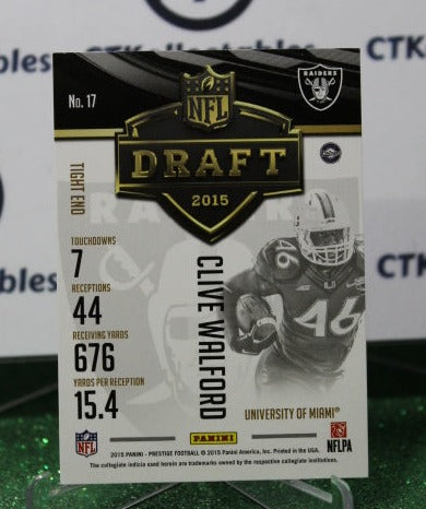 2015 PANINI PRESTIGE CLIVE WALFORD # 17 DRAFT ROOKIE NFL OAKLAND RAIDERS GRIDIRON  CARD