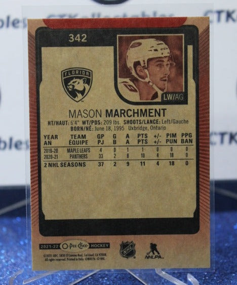 2021-22 O-PEE-CHEE MASON MARCHMENT # 342 RED PARALLEL FLORIDA PANTHERS NHL HOCKEY CARD