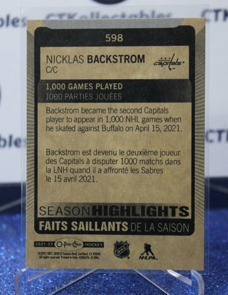 2021-22 O-PEE-CHEE SEASON HIGHLIGHTS NICKLAS BACKSTROM # 598 WASHINGTON CAPITALS NHL HOCKEY CARD