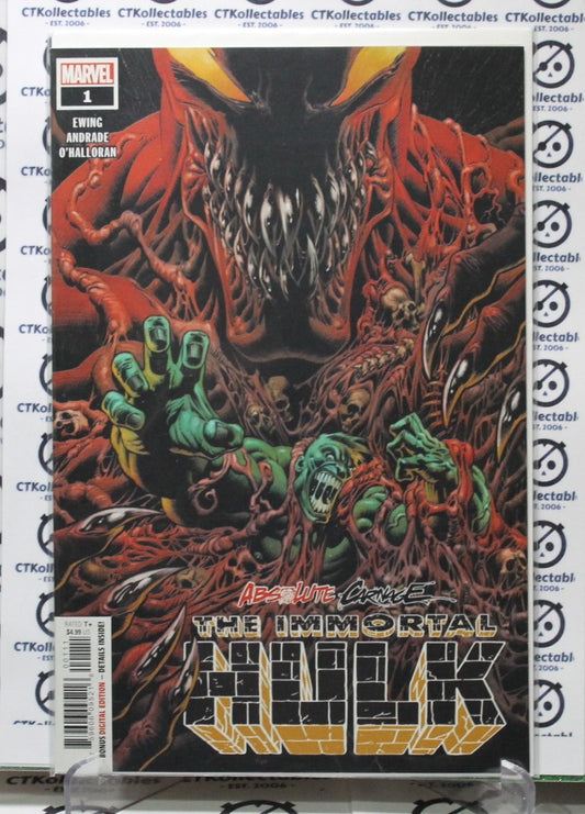 ABSOLUTE CARNAGE  THE IMMORTAL HULK # 1 MARVEL FIRST PRINTING NM  COMIC BOOK 2019