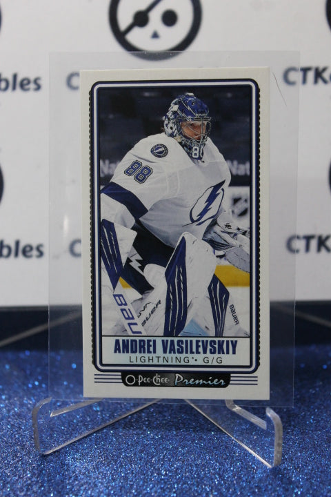 2021-22 O-PEE-CHEE PREMIER ANDREI VASILEVSKIY # P-14 TALLBOYS GOALTENDER  NHL TAMPA BAY LIGHTNINGS HOCKEY CARD