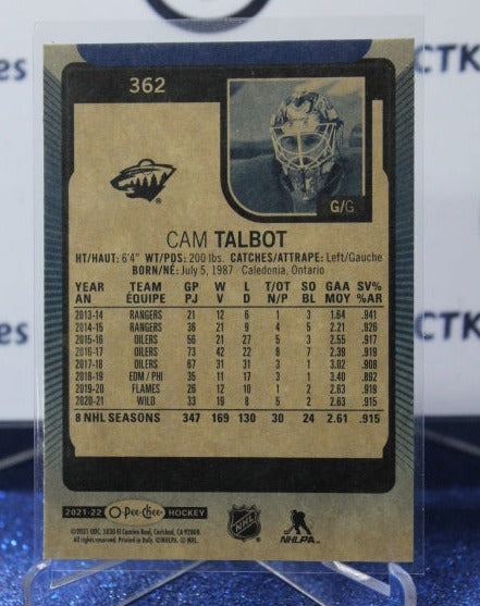 2021-22 O-PEE-CHEE CAM TALBOT # 362 BLUE PARALLEL GOALTENDER MINNESOTA WILD  NHL HOCKEY CARD