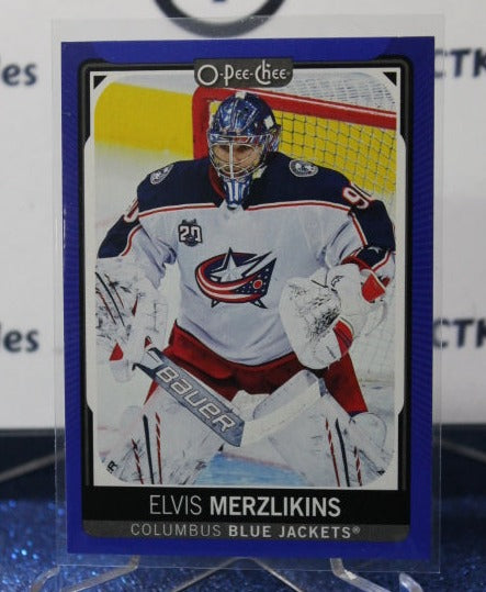 2021-22 O-PEE-CHEE ELVIS MERZLIKINS  # 260 BLUE PARALLEL GOALTENDER  COLUMBUS BLUE JACKETS NHL HOCKEY TRADING CARD