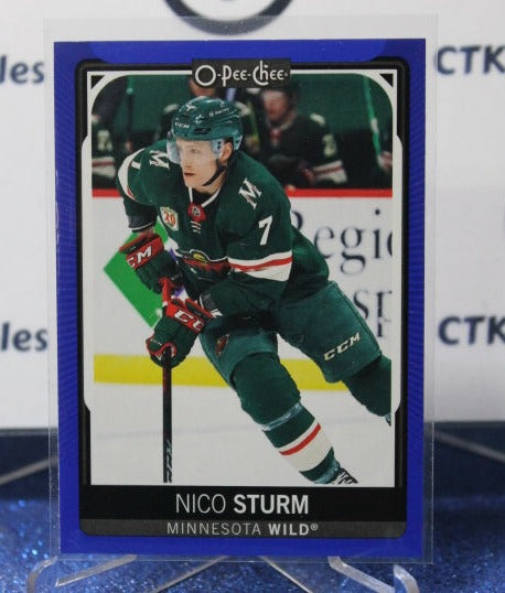 2021-22 O-PEE-CHEE NICO STURM # 157 BLUE PARALLEL MINNESOTA WILD  NHL HOCKEY CARD