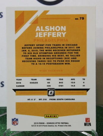 2019 PANINI DONRUSS OPTIC ALSHON JEFFERY # 79 NFL PHILADELPHIA EAGLES GRIDIRON  CARD