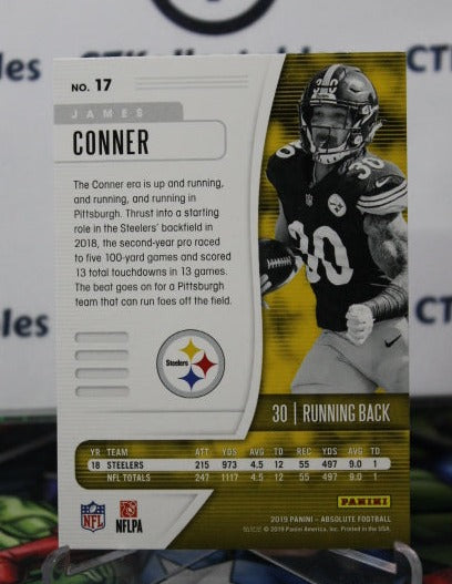 2019 PANINI ABSOLUTE JAMES CONNER # 17  NFL PITTSBURGH STEELERS GRIDIRON  CARD