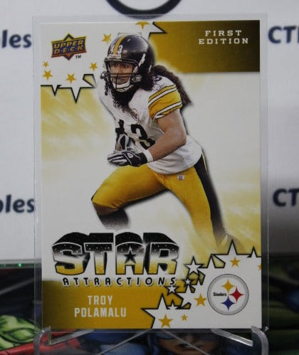 2009  UPPER DECK TROY POLAMALU # AS-25 STAR ATTRACTIONS NFL PITTSBURGH STEELERS GRIDIRON  CARD