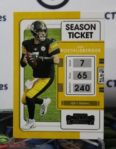 2021 PANINI CONTENDERS BEN ROETHLISBERGER # 82 SEASON TICKET NFL PITTSBURGH STEELERS GRIDIRON  CARD