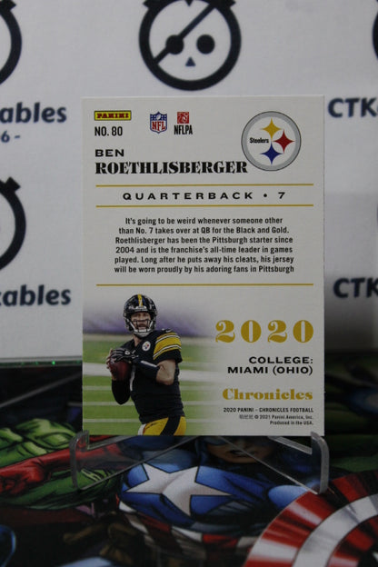 2020 PANINI CRONICLES BEN ROETHLISBERGER # 80 NFL PITTSBURGH STEELERS GRIDIRON  CARD
