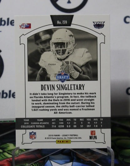 2019 PANINI LEGACY DEVIN SINGLETARY # 159 DRAFT ROOKIE NFL PITTSBURGH STEELERS GRIDIRON  CARD