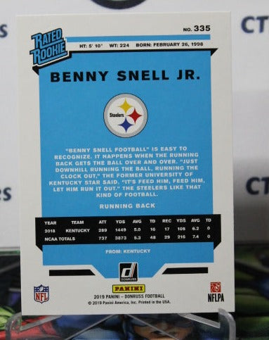 2019 PANINI DONRUSS BENNY SNELL JR.  # 335 RATED ROOKIE   NFL PITTSBURGH STEELERS GRIDIRON  CARD