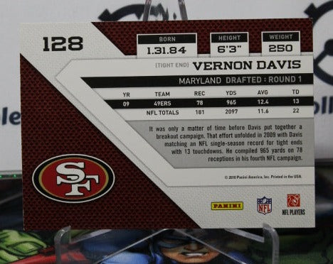 2010 PANINI THREADS VERNON DAVIS # 128 NFL SAN FRANCISCO 49ERS GRIDIRON  CARD