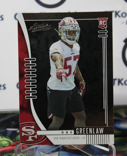 2019 PANINI ABSOLUTE DRE GREENLAW # 186 ROOKIE NFL SAN FRANCISCO 49ERS GRIDIRON  CARD