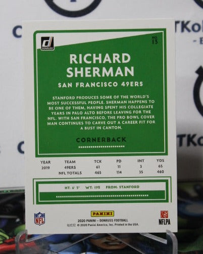 2020 PANINI DONRUSS RICHARD SHERMAN # 13 NFL SAN FRANCISCO 49ERS GRIDIRON  CARD