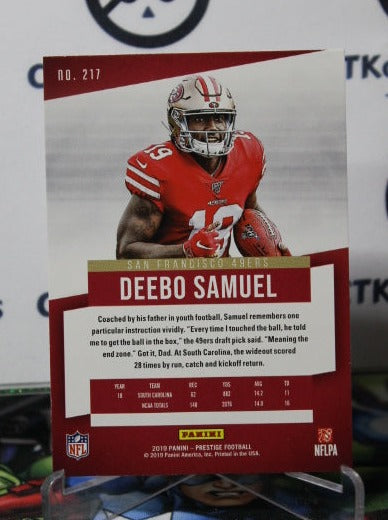 2019 PANINI PRESTIGE DEEBO SAMUEL # 217 ROOKIE NFL SAN FRANCISCO 49ERS GRIDIRON  CARD