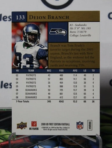 2009 UPPER DECK DEION BRANCH # 133 GOLD  NFL SEATTLE SEAHAWKS GRIDIRON  CARD