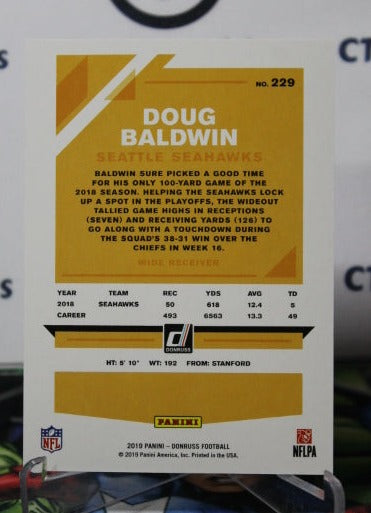 2019 DONRUSS DOUG BALDWIN # 229 ORANGE 27/89  NFL SEATTLE SEAHAWKS GRIDIRON  CARD