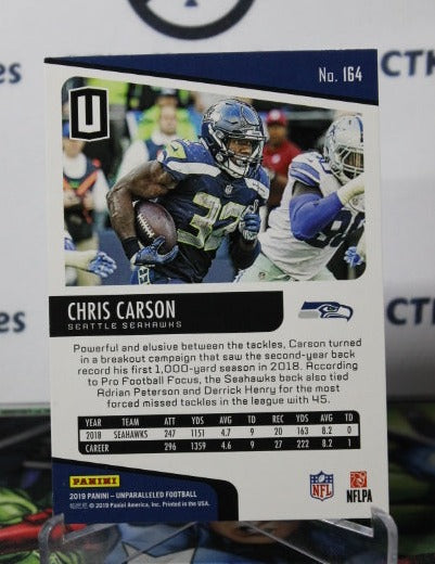 2019 UNPARALLELED CHRIS CARSON # 164 NFL SEATTLE SEAHAWKS GRIDIRON  CARD