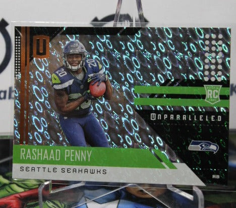 2018 PANINI UNPARALLELED RASHAAD PENNY  # 220 ROOKIE FLIGHT  NFL SEATTLE SEAHAWKS GRIDIRON  CARD