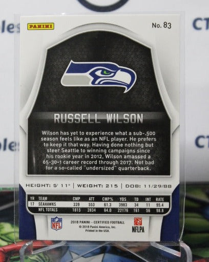 2018 PANINI CERTIFIED RUSSELL WILSON # 83  NFL SEATTLE SEAHAWKS GRIDIRON  CARD