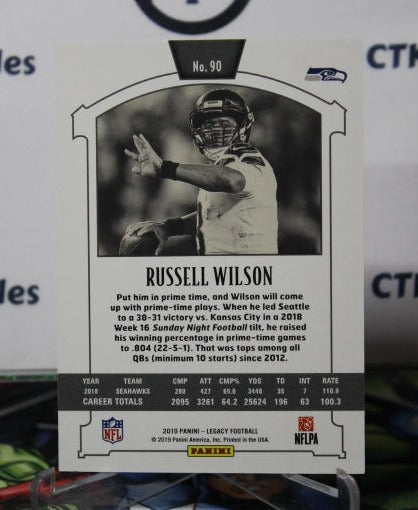 2019 PANINI LEGACY RUSSELL WILSON # 90 ORANGE 121/199 NFL SEATTLE SEAHAWKS GRIDIRON  CARD