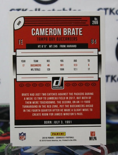 2018 PANINI DONRUSS CAMERON BRATE # 269 NFL TAMPA BAY BUCCANEERS GRIDIRON  CARD