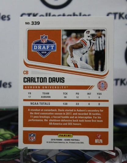2018 PANINI SCORE CARLTON DAVIS # 339 DRAFT ROOKIE NFL TAMPA BAY BUCCANEERS GRIDIRON  CARD