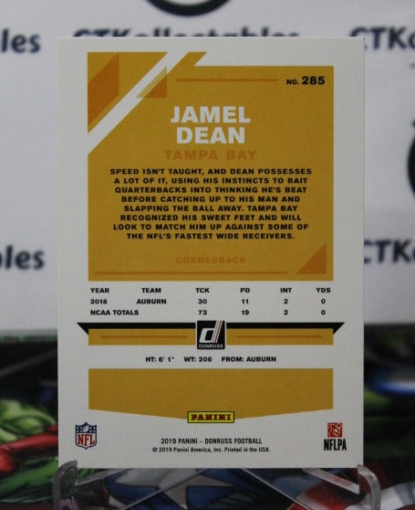 2019 PANINI DONRUSS JAMEL DEAN  # 285 ROOKIE NFL TAMPA BAY BUCCANEERS GRIDIRON  CARD